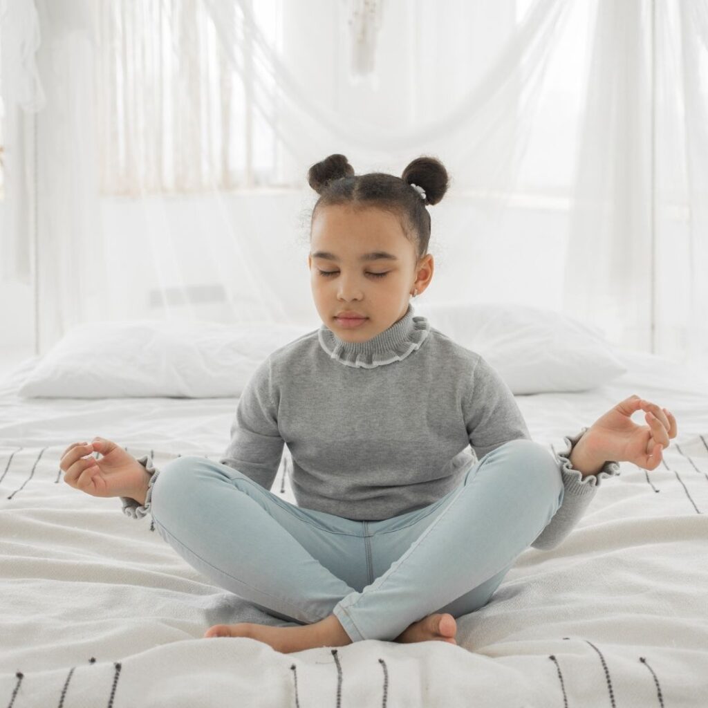 a girl meditating